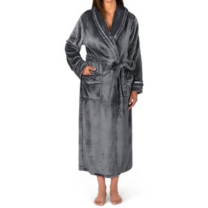 PAVILIA Fleece Robe For Women, Plush Warm Bathrobe, Fluffy Soft Spa Long Lightweight Fuzzy Cozy, Satin Trim - 1 of 4