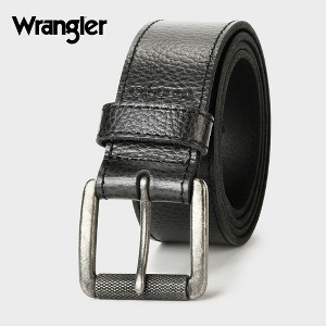 Wrangler Men's 38mm Pebble Leather Belt - Roller Buckle Casual Belt for Jeans & Everyday Wear, Tonal Stitched Design - 1 of 4