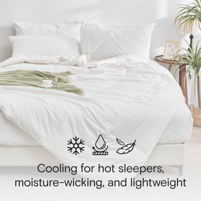 Full/Queen White Bamboo Cooling Comforter with Microfiber Fill