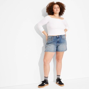 Women's Mid-Rise Curvy Heritage Midi Denim Shorts - Wild Fable™ - 1 of 3