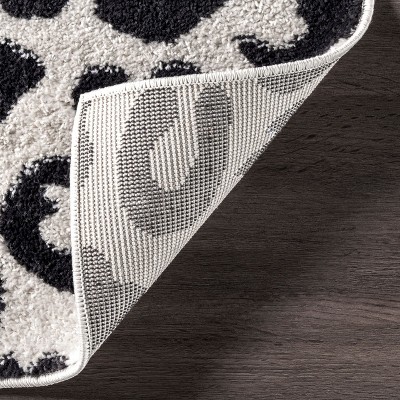 Dark Grey Tufted Leopard Print 8' x 10' Synthetic Area Rug