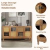 Lyngins Sideboard Buffet Cabinets with Rattan Doors and Transparent Glass,Wood Handles,Coffee Bar Cabinets,Credenzas for Kitchen,Entryway - 4 of 4