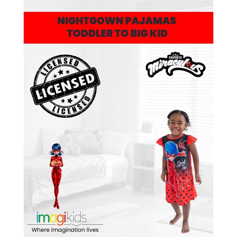 Miraculous Ladybug Girls Nightgown Pajamas Toddler to Big Kid, 2 of 9