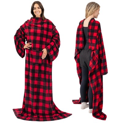 PAVILIA Fleece Wearable Blanket with Sleeves, Warm Cozy Soft Functional Lightweight Sleeved Throw Adults Men Women