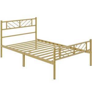 Yaheetech Metal Platform Bed with Arrow Design Headboard and Footboard - 1 of 4