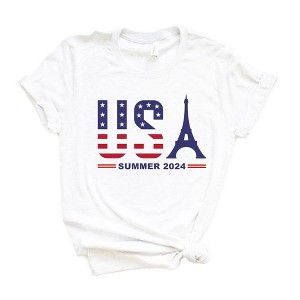 Simply Sage Market Women's USA Eiffel Flag Short Sleeve Graphic Tee - 1 of 4