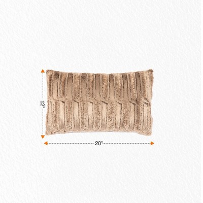 Luxurious Marble Chocolate Faux Fur Rectangular Throw Pillow Set