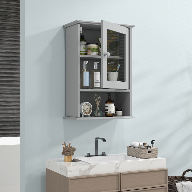 Tangkula Wall Mounted Bathroom Cabinet Storage Organize Hanging Medicine Adjustable Shelf, 2 of 11