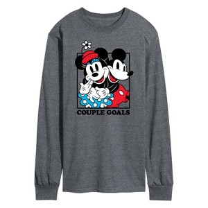 Men's - Disney - Mickey & Minnie Couple Goals Long Sleeve Graphic T-Shirt - 1 of 4