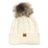 Wrapables Cable Knit Faux Fur Pom Pom Beanie, Mommy & Me Set Cream - 4 of 4