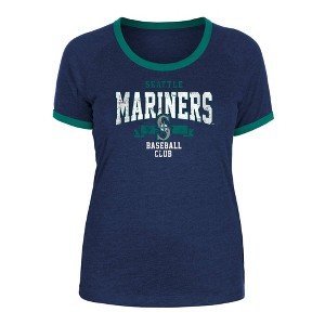 MLB Seattle Mariners Women's Heather Bi-Blend Ringer T-Shirt - 1 of 4