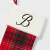 20" Plaid Monogram Christmas Holiday Stocking with Faux Fur Cuff Red/Green/White - Wondershop™ - 3 of 3