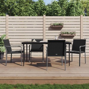 vidaXL Patio Chair 4 Pcs, Outdoor Chair Patio Furniture, Outdoor Seat with Cushions, Patio Set for Balcony Deck Lawn, Modern Style, Black Poly Rattan - 1 of 4