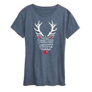 Women's - Instant Message - Silhouette Reindeer Names Short Sleeve Graphic T-Shirt - 1 of 4