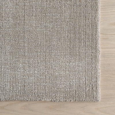 Dove Grey Handmade Wool and Viscose Rectangular Rug