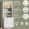 Tall Bookshelf with Drawers Built-in LED Light and Solid Wood Frame for Home Office or Living Room 83in -3irtyhousy - 2 of 4