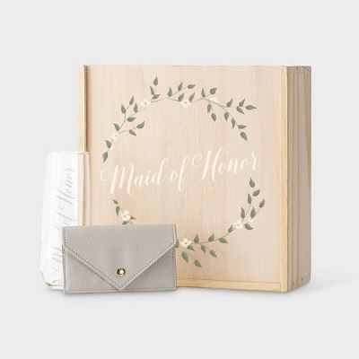 Floral "Maid of Honor" Wooden Gift Box