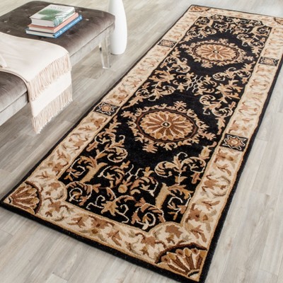 Empire Black and Ivory Floral Wool Tufted Area Rug
