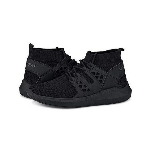 KNIT FABRIC HIGH-TOP SNEAKERS - Black