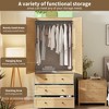 Whizmax 69.5" Wooden Armoire Wardrobe w/ Hanging Rod & 2 Doors - Large Capacity Storage Cabinet w/ Drawers - 3 of 4