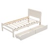 Gulches Modern Design Twin Size Platform Bed Frame with 2 Drawers for White Washed Color - 4 of 4