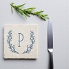 Personalization Mall Farmhouse Floral Personalized Letter Tumbled Stone Coaster Set - 2 of 4