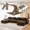 153" Modern U-Shaped Modular Sectional Sofa for Living Room, Corduroy Fabric,4-Seater Couch with Deep Seat and 2-Movable Ottoman, Camel - 3 of 4