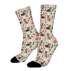 Dsane Chocolate Yorkie Christmas Women Printed Crew Socks Funny Funky Socks Soft Polyester Novelty Gifts for Artists Men - 1 of 1