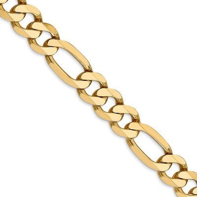 Black Bow Jewelry Men's 8.75mm, 14k Yellow Gold, Flat Figaro Chain Necklace