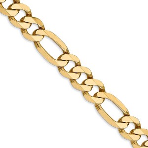 Black Bow Jewelry Men's 8.75mm, 14k Yellow Gold, Flat Figaro Chain Necklace - 1 of 4