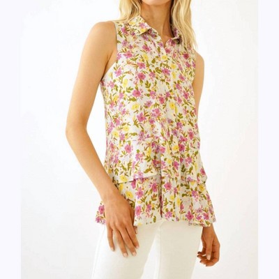 Women's Floral Print Sleeveless Blouse - mystree