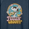 Women's - Peanuts - Feelin Groovy Snoopy And Woodstock Lightweight French Terry Wide Neck Long Sleeve Shirt - 2 of 4