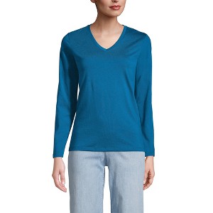 Lands' End Women's Relaxed Supima Cotton Long Sleeve V-Neck T-Shirt - 1 of 4