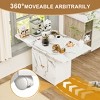 AENKYO 47" Folding Dining Table with Storage & Wheels, White Marble Kitchen Island & Desk, Space Saving Multi-Functional Table - 4 of 4