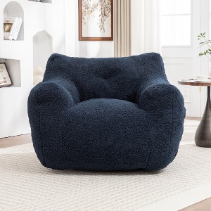 Lyngins 37" Giant Bean Bag Chair, Pre-Filled Lazy Chair with Removable Cover, High-Density Foam Accent Chair with Armrests, Single Sofa Chair - 1 of 4