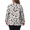 Agnes Orinda Women's Plus Size Keyhole Floral Pleated Long Sleeve Flowy Casual Tunic Blouse - 4 of 4