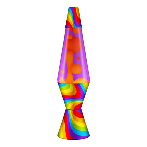 Schylling The Original LAVA Brand Lava Lamp, Flowing Color Bands Style, 14.5″ Orange Wax in Purple Liquid, Ages 13+ - 1 of 2