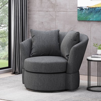 Smyrna Contemporary Upholstered Swivel Club Chair - Christopher Knight Home
