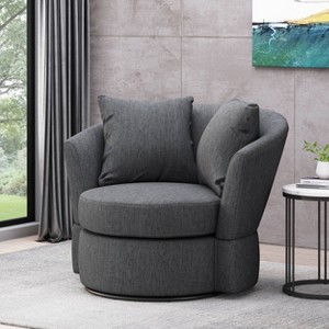 Smyrna Contemporary Upholstered Swivel Club Chair - Christopher Knight Home - 1 of 4