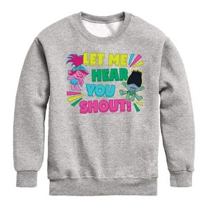 Boys' - Trolls - Let Me Hear You Shout Poppy and Branch Graphic Long Sleeve Fleece Sweatshirt - 1 of 4