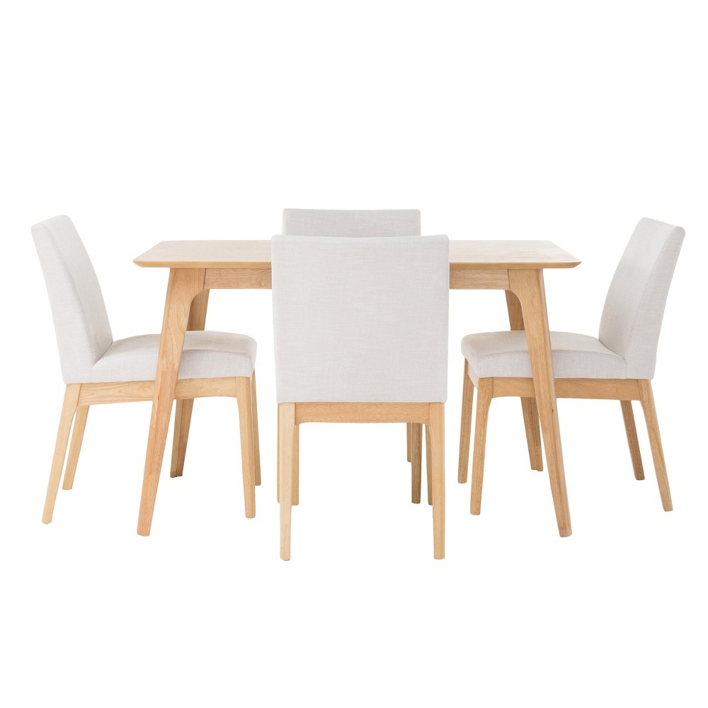 Photos - Dining Table 5pc Kwame 50" Dining Set - Light Beige - Christopher Knight Home