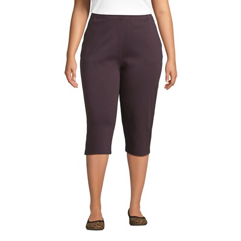 Lands' End Women's Plus Size Sport Knit High Rise Elastic Waist Pull On  Capri Pants - 3x - Black Currant : Target