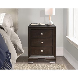 Vynxaria Transitional 3-Drawer Nightstand , Polished Chrome Knobs, Wooden Construction, Bedroom Furniture - 1 of 4