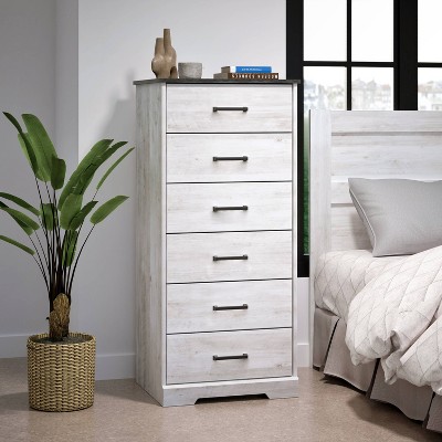 Washed White 6-Drawer Farmhouse Vertical Dresser