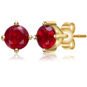 Guili Baby/Kids Sterling Silver Cubic Zirconia Earrings for a Sparkling Look - Colors: Red, Purple, Clear, Blue, Green, White, Yellow. - 1 of 2