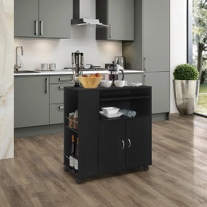 Kings Brand Furniture Alaina Kitchen Island Rolling Cart on Wheels with Storage Cabinet - 1 of 4