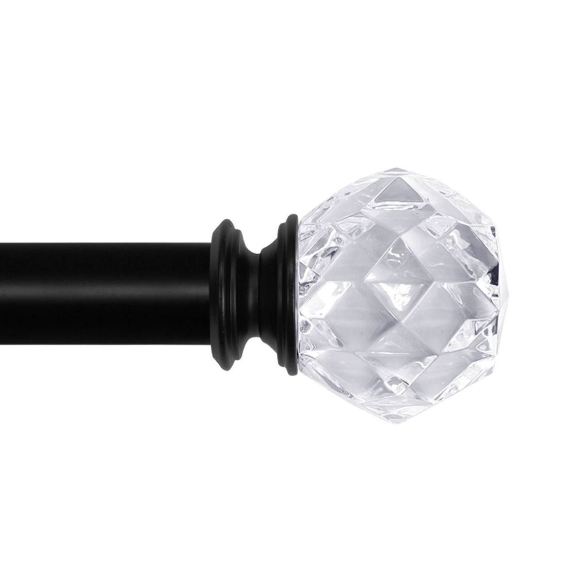 Lumi Home Furnishings 1" 50" x 144" Faceted Crystal Sphere Finial Curtain Rod Set