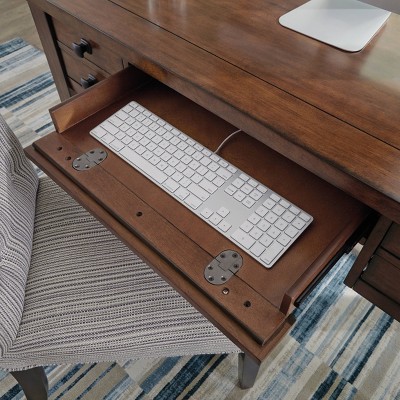 Tahoe Aged Maple Executive Desk with Keyboard Tray and Drawers