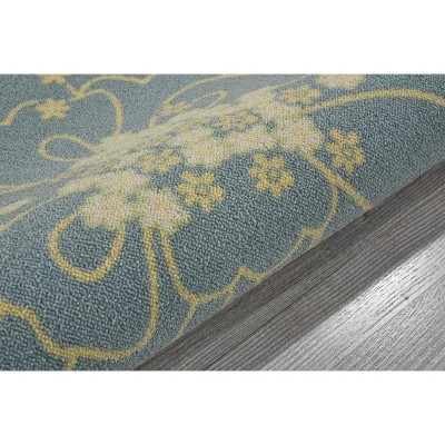 Floral Bliss Green Synthetic 27" Indoor/Outdoor Tufted Rug