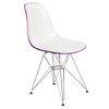 LeisureMod 5-Piece Dining Set, 35" Round Dining Table, White Iron, 4 Side Chair in Chrome - 3 of 4